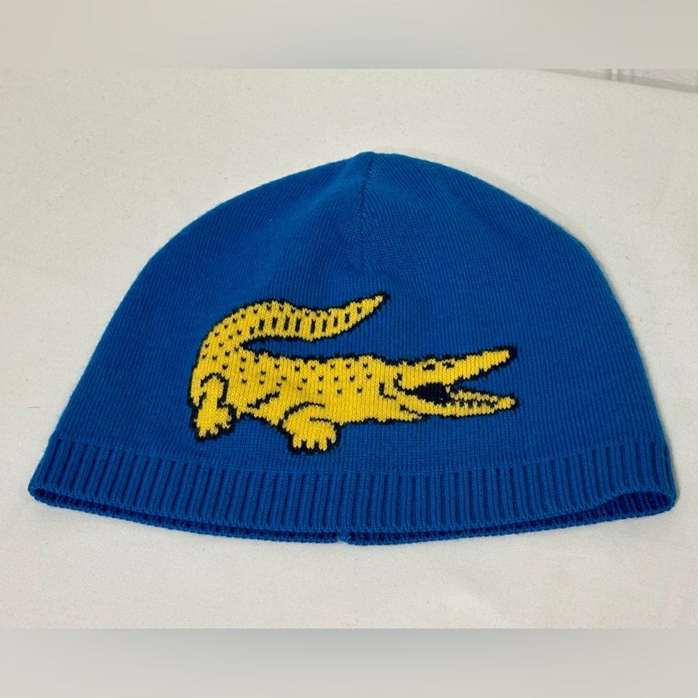 Lacoste Blue/Yellow Wool Knit Beanie